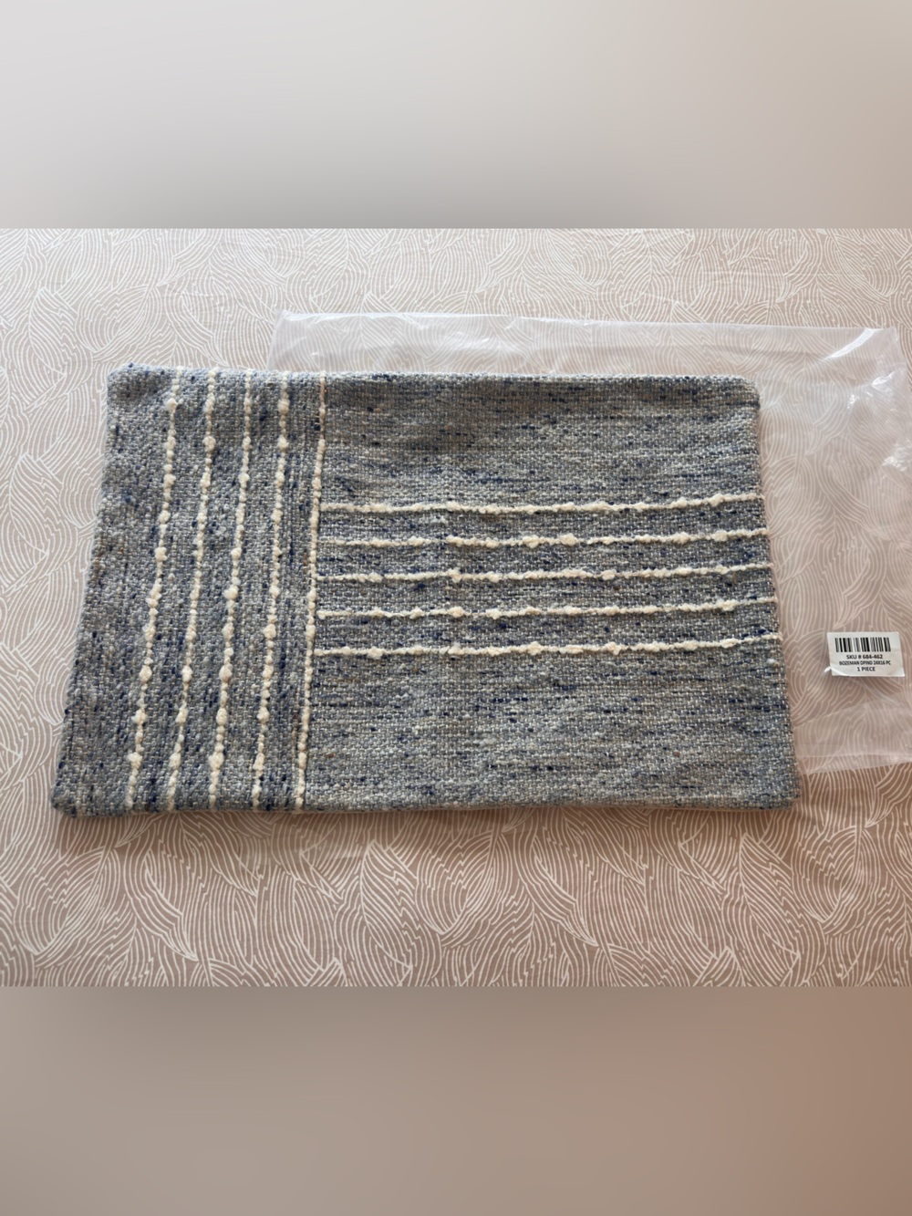 Crate & Barrel Bozeman Wool Blend 24"x16" Blue Throw Pillow Cover